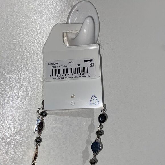 Nine West Women's Beaded Tassel Silver Necklace Choker NWT - Picture 6 of 14